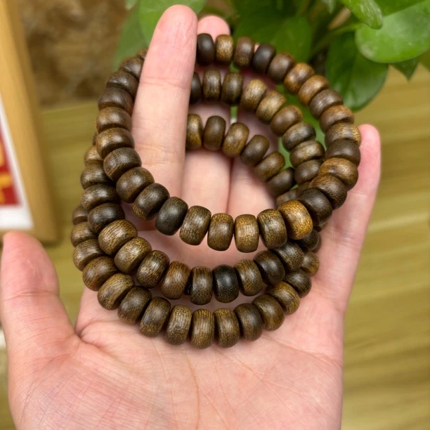 沉香文莱沉香1.0cm粗纹软丝算盘珠（多样性发一件）