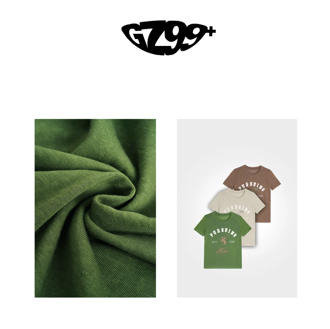 九儿【熠熠新意】 时尚 无感印花夏季休闲百搭圆领短袖T恤-T6857