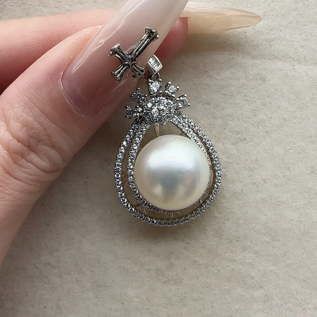 海水珍珠吊坠68银S925镶嵌