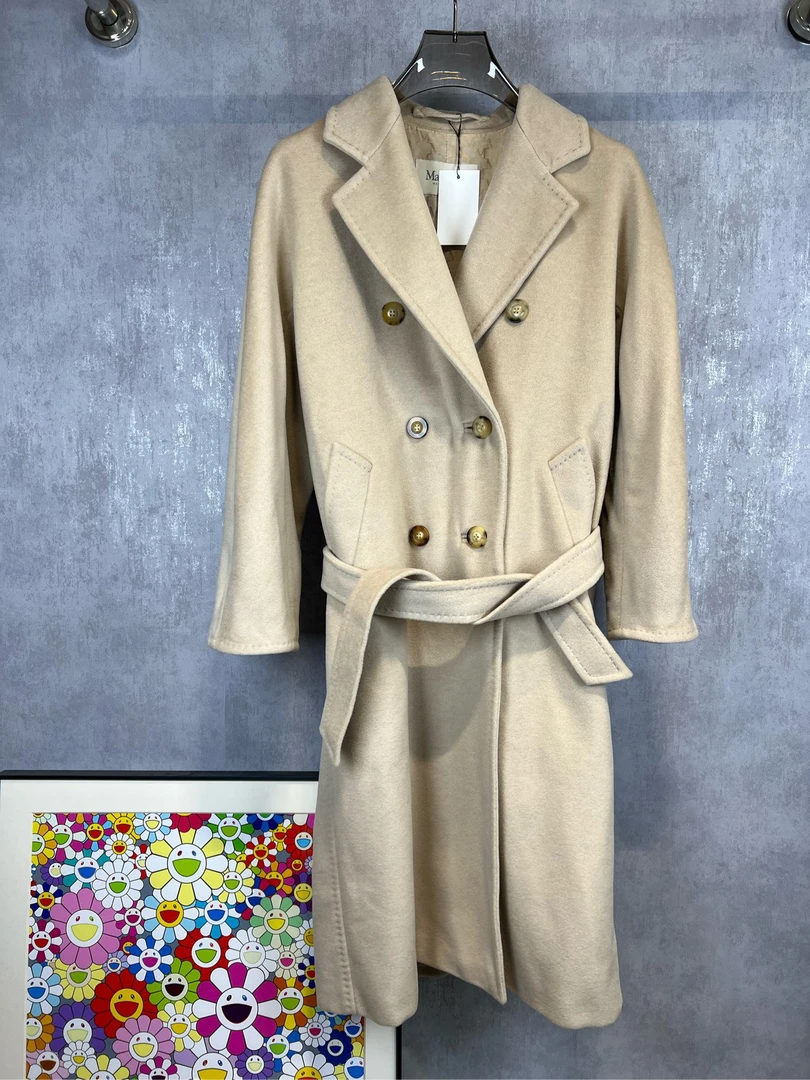 全新未使用 MaxMara MAXMARA沙色101801羊毛大衣 38码 A11060