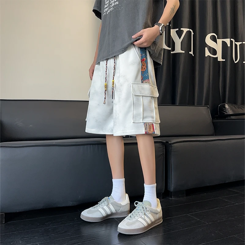 霄桂姿夏季新款工装短裤男潮流拼接撞色宽松五分裤休闲百搭运动裤