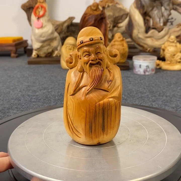柏木（崖柏）崖柏财神爷摆件根雕工艺品