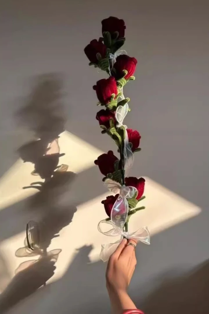 扭扭棒花束手工diy材料包1米玫瑰花装饰摆件创意情人节七夕送礼物
