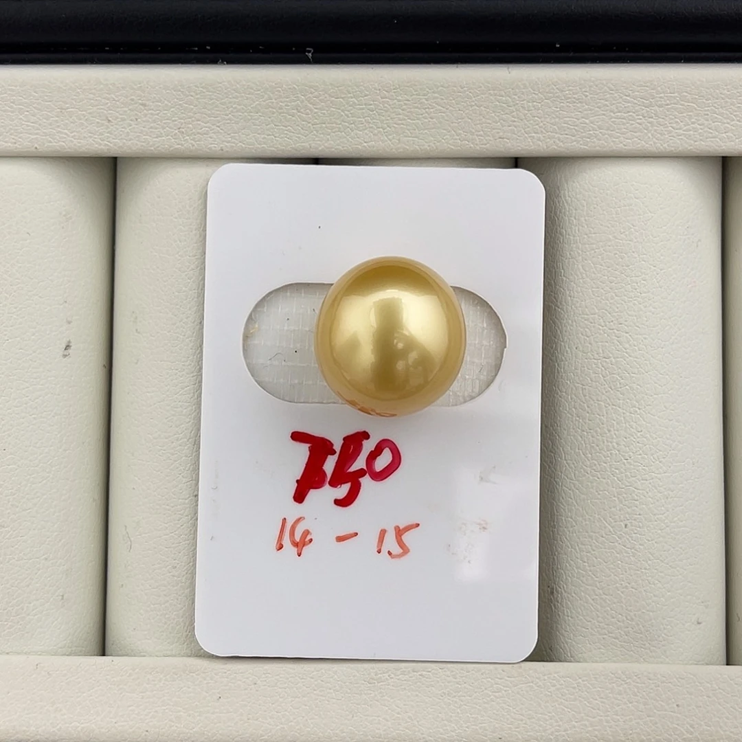 定制海水珍珠未镶嵌裸珠极光椭圆金珠14-15 捡漏价