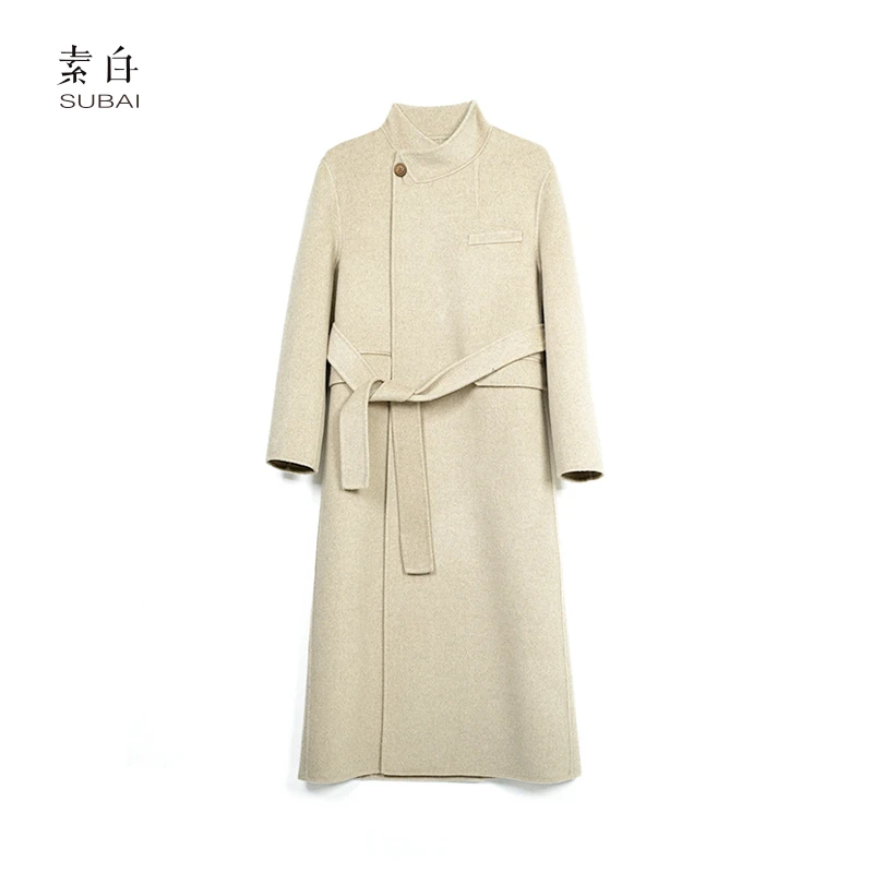 素白【冬梨】极简老钱风双面羊毛收腰外套SB2409CP00356