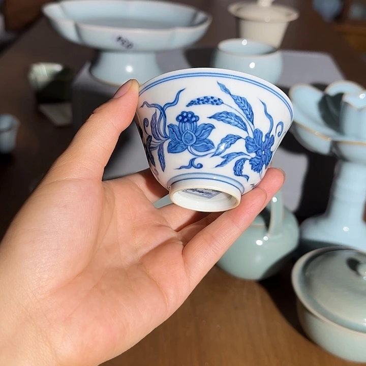 沧***明青花杯铃铛杯手绘