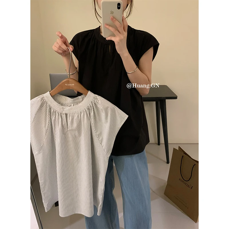 (清清)慵懒圆领衬衫-88153