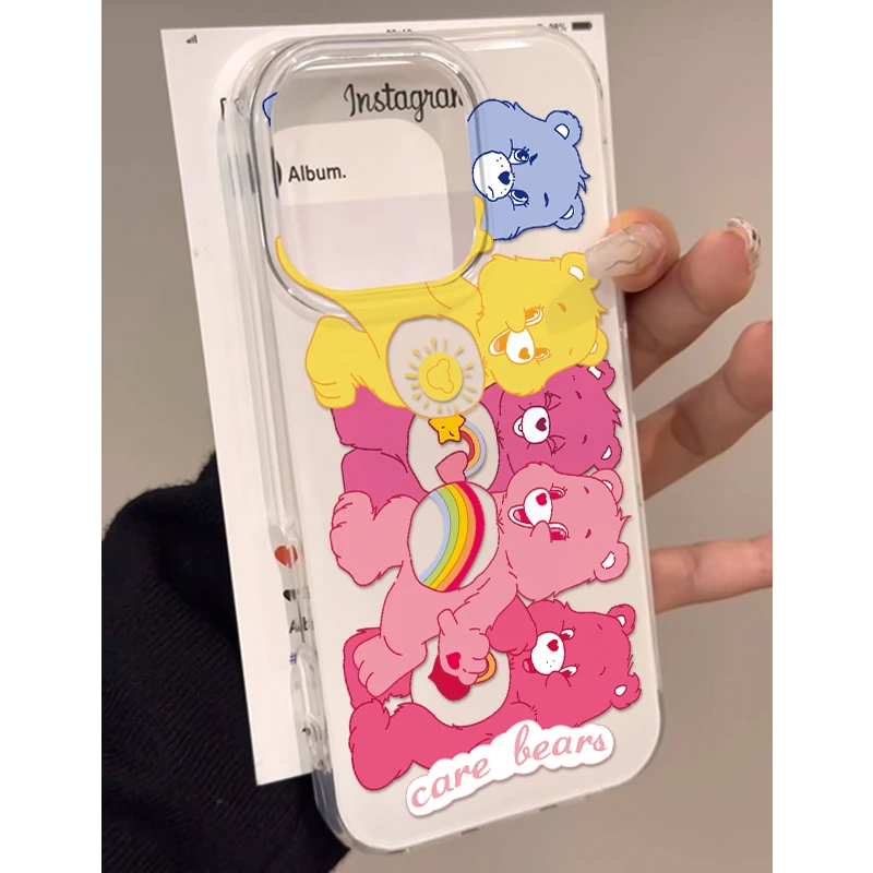 奥菲顿可爱彩色小熊适用iPhone1615大孔手机壳华为vivo小米oppo套