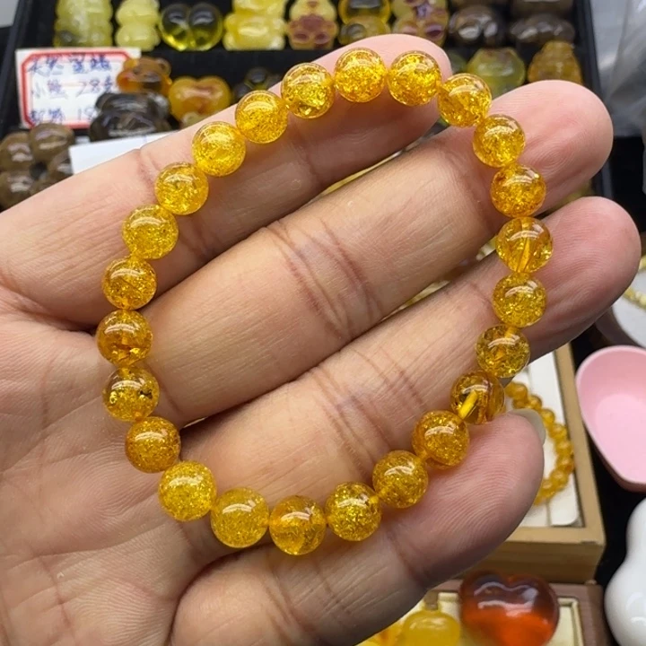 琥珀未镶嵌颈饰蜜爆闪手链