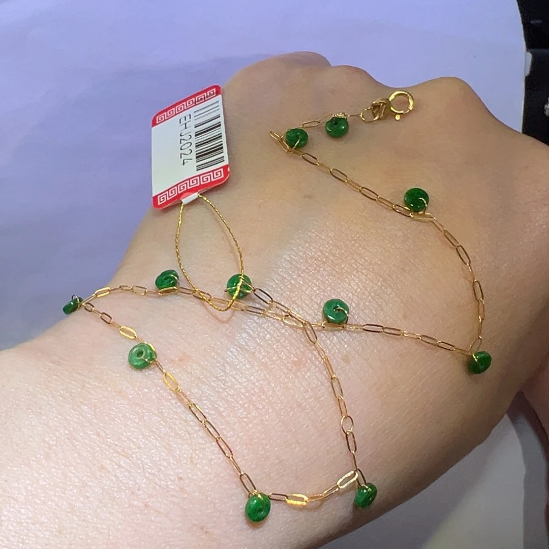 翡翠颈饰18K金镶嵌脚链