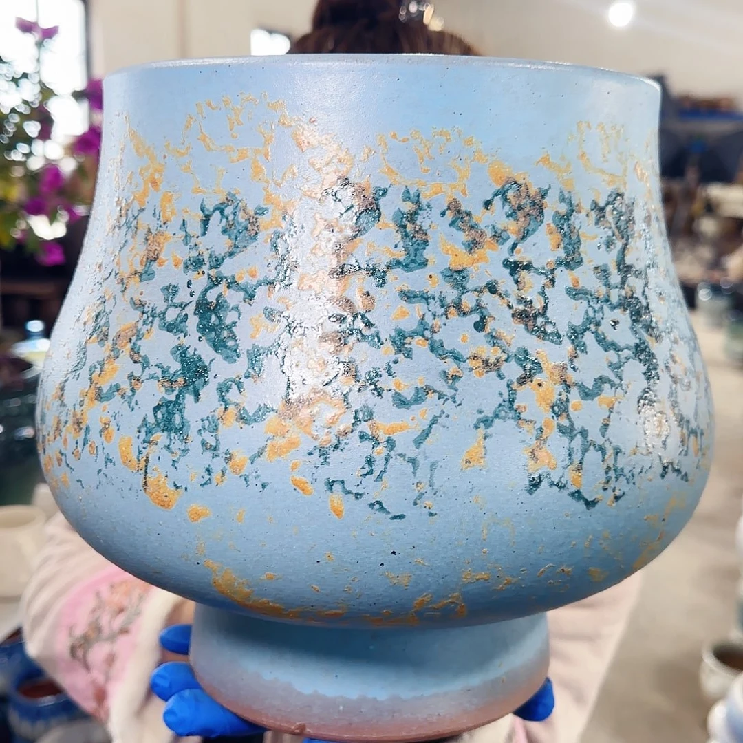 紫砂花盆高25口22
