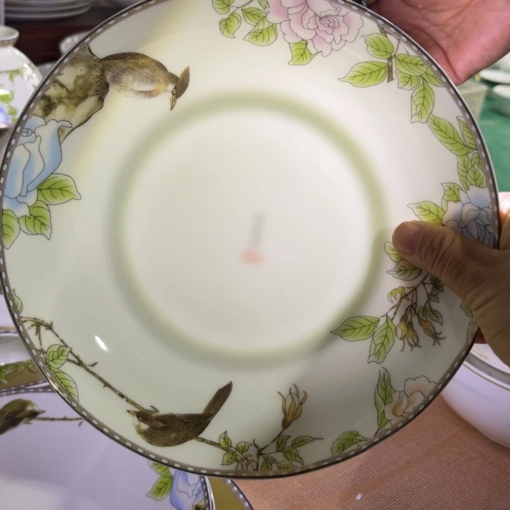 瓷片琴瑟和鸣八寸深盘四个