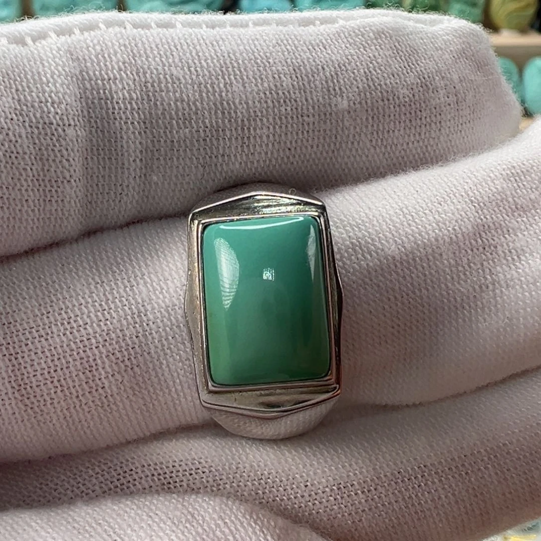 银S925镶嵌绿松石配饰9.3*11.2