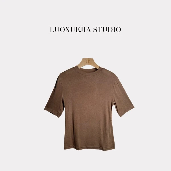 LXJ25291「极简纯色」经典基础款亲肤柔软圆领中袖T恤