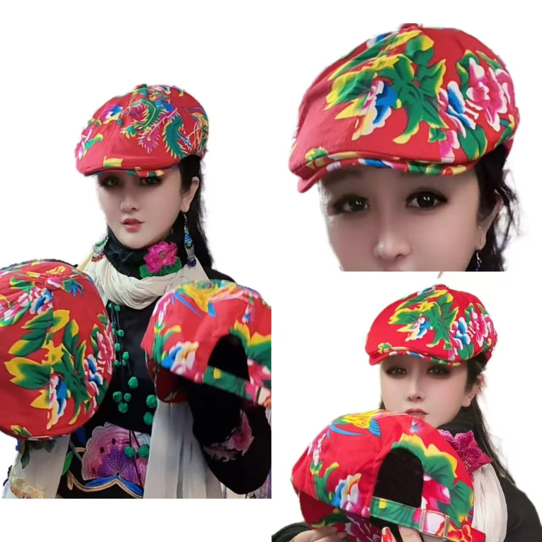 东北花布民族风鸭舌帽