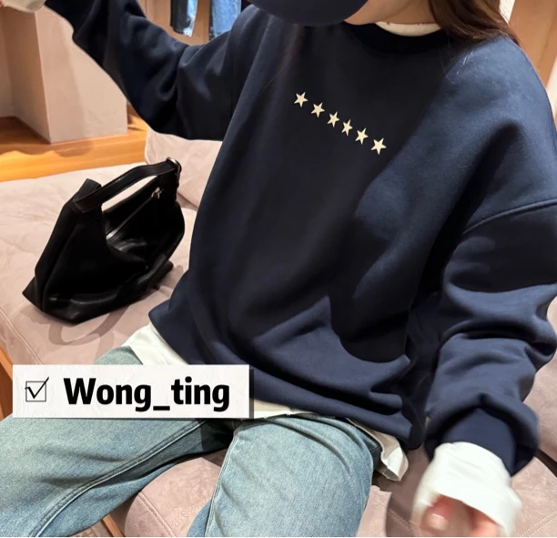 【W_ting】冬季新款“沉默的星星”加绒休闲卫衣12205