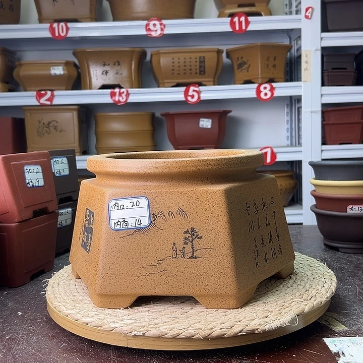 紫砂花盆蛇年大吉