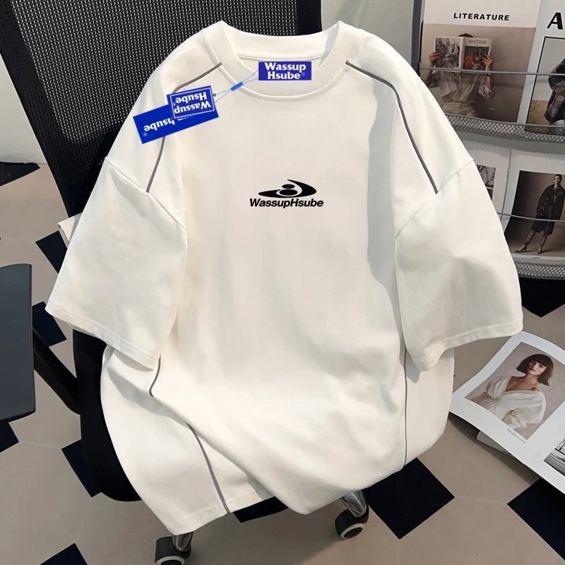 WSSSUP HSUBE夏季潮流百搭短袖T恤美式重磅纯棉宽松休闲体恤上衣