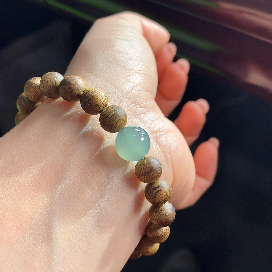 翡翠未镶嵌手链木那纯净冰蓝底卡10.8