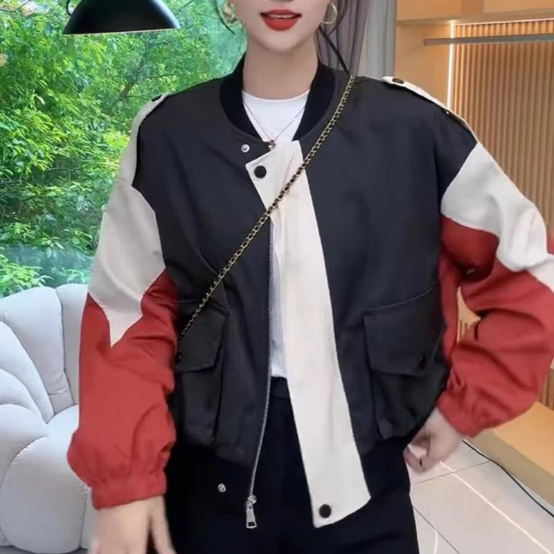 欧货春季 2025新款撞色冲锋衣高级感韩版短款棒球服百搭外套 2015