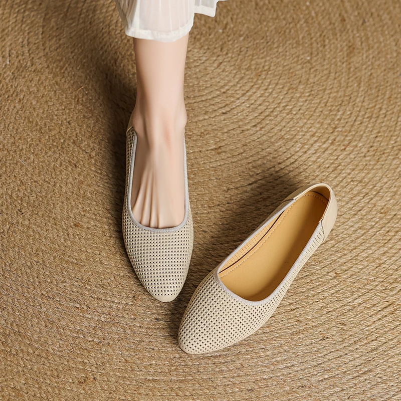 跟高3cm/羊34-40法式简约芒果头浅口单鞋软底软面打孔设计感新款
