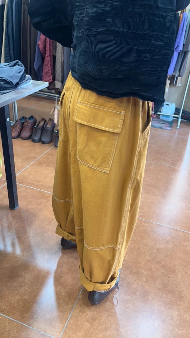 芒果黄纳米棉休闲裤