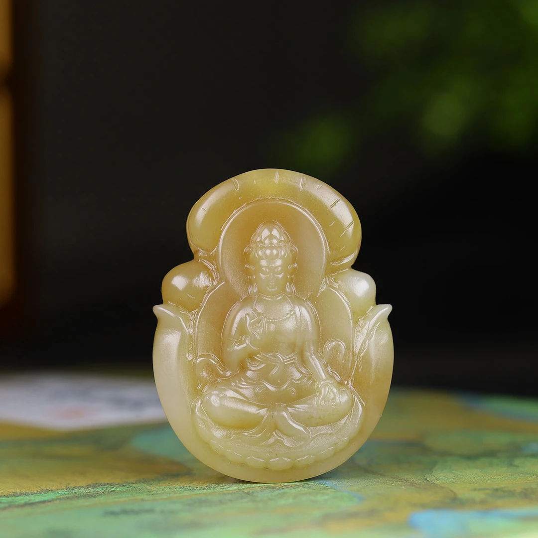 110441和田玉糖玉观音挂件