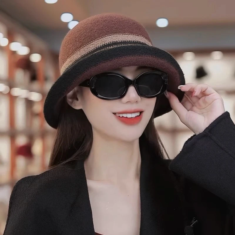 焦下2024秋冬赫本风卷边渔夫帽子女复古英伦风优雅气质礼帽大头围