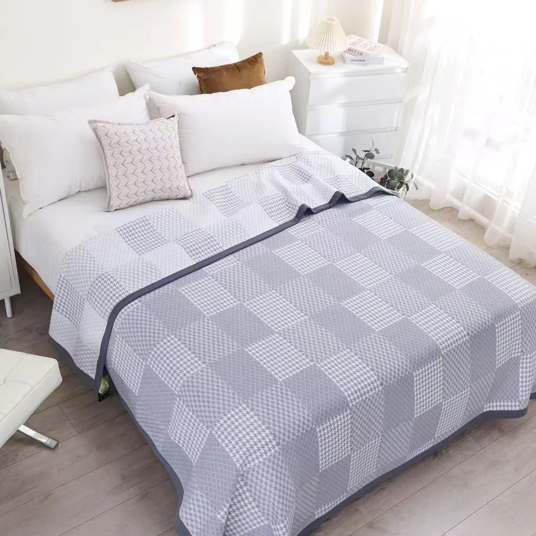 【印象白格】素千鸟简约轻奢A类亲肤多功能床盖200*230床盖四季通用