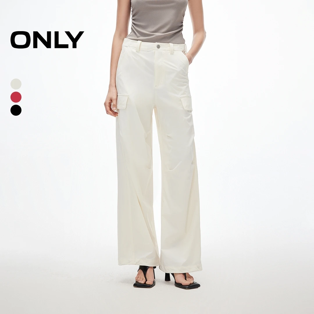 ONLY2025秋季新款工装风纯色束脚宽松阔腿裤休闲裤女|125214040
