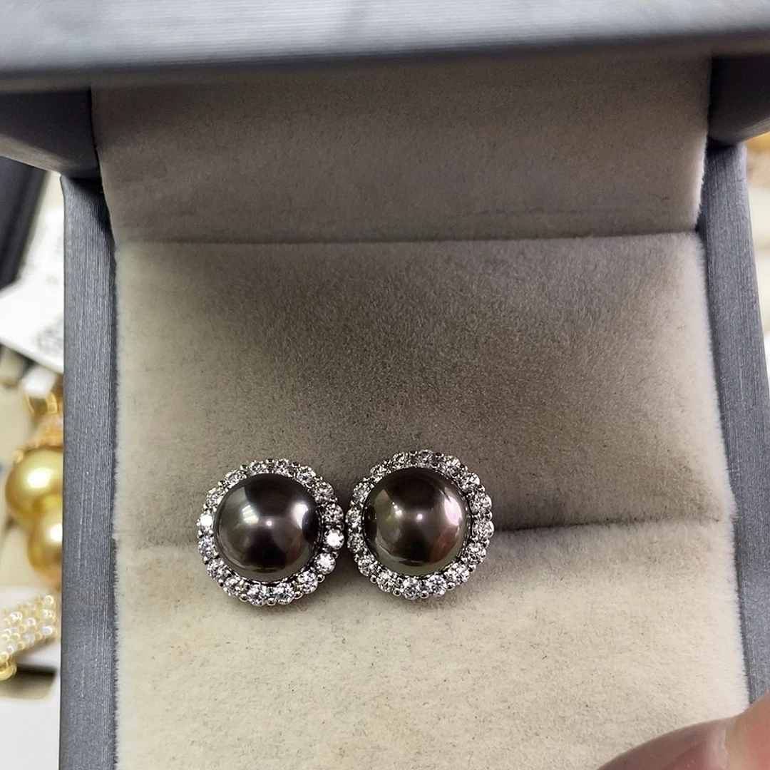 银S925镶嵌海水珍珠耳饰