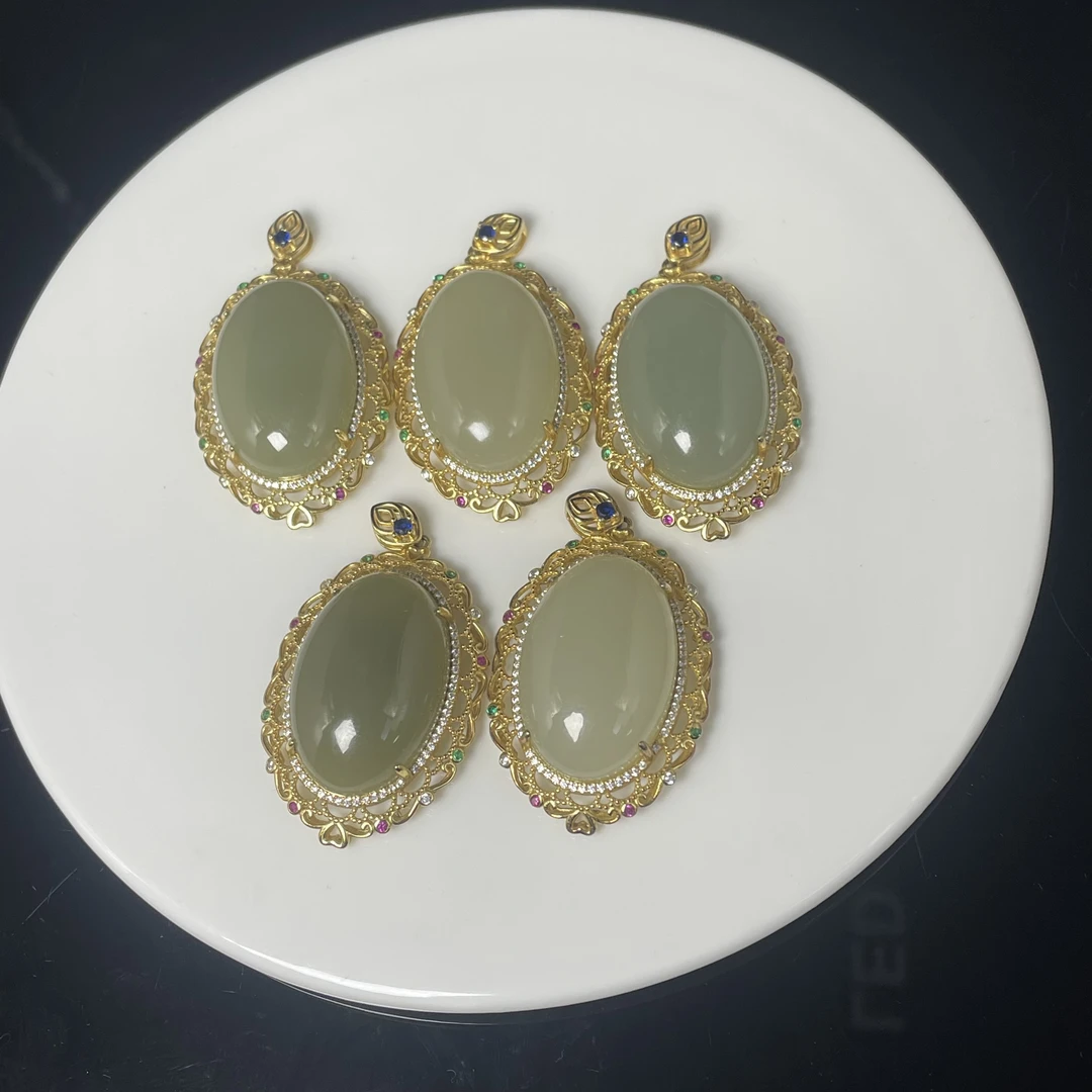 925银和田玉蛋面吊坠 多样性发一件不带链 D1537