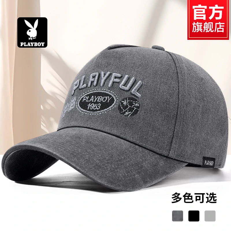 花花公子男士帽子大头围棒球帽高顶秋冬鸭舌帽刺绣遮阳加深宽檐帽