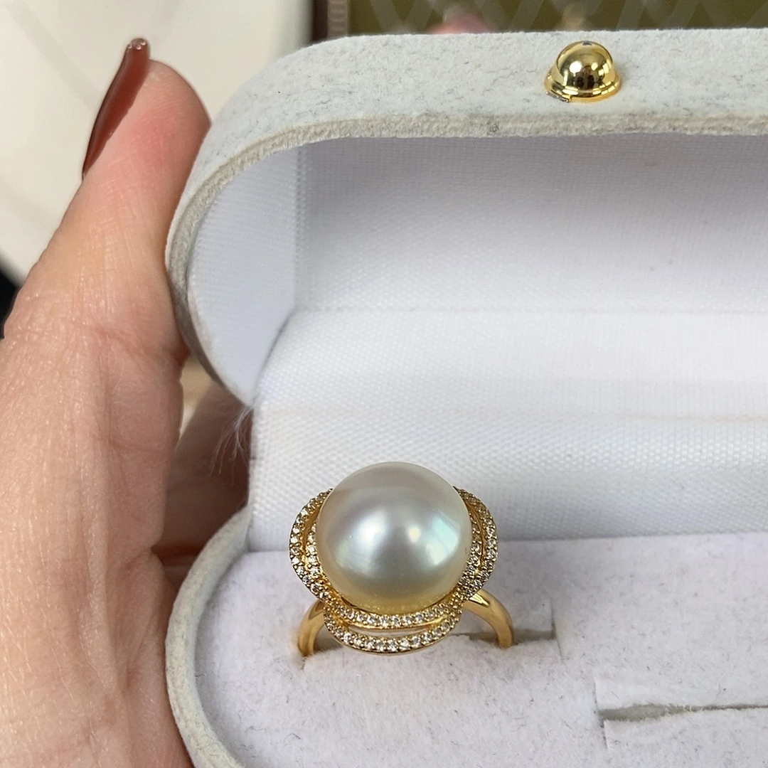 海水珍珠戒圈银S925镶嵌