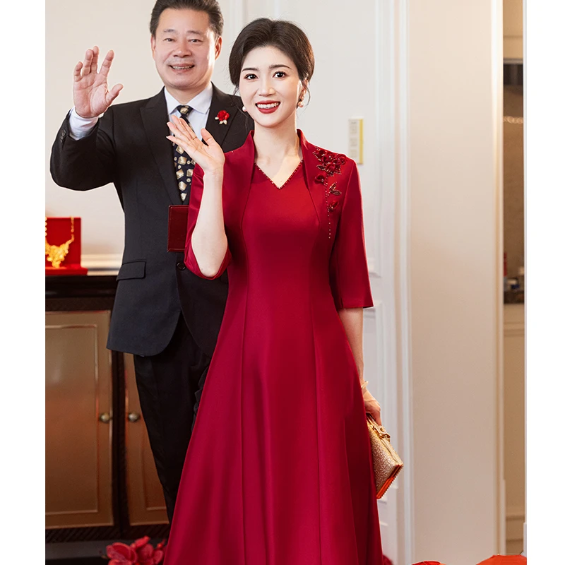 高端喜婆婆婚宴装礼服年轻女方结婚妈妈婚礼高贵洋气中年高档优雅