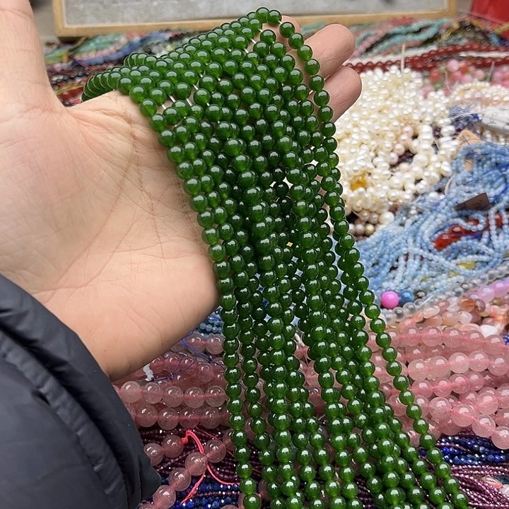 玛瑙/玉髓珠宝半成品未镶嵌一条6mm碧玉