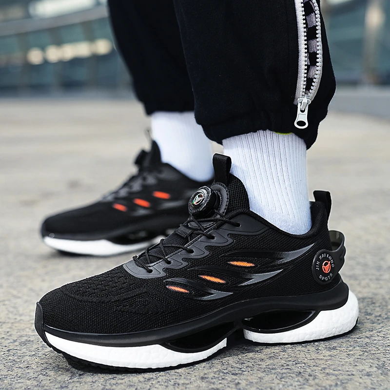 2025年新款夏季防滑高颜值旋转纽扣厚底网面运动休闲鞋潮流鞋子男