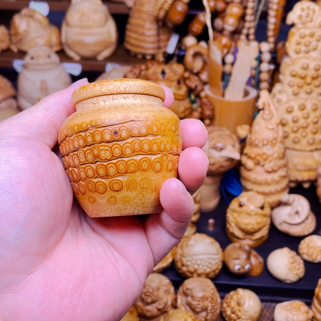 竹竹根雕茶仓把玩件