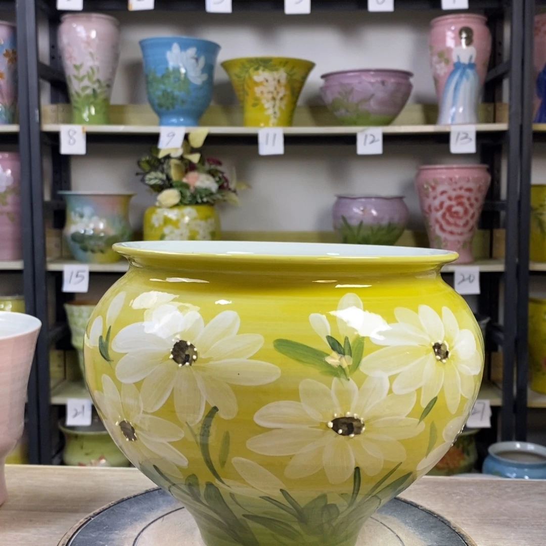 景德镇手工手绘陶瓷花盆