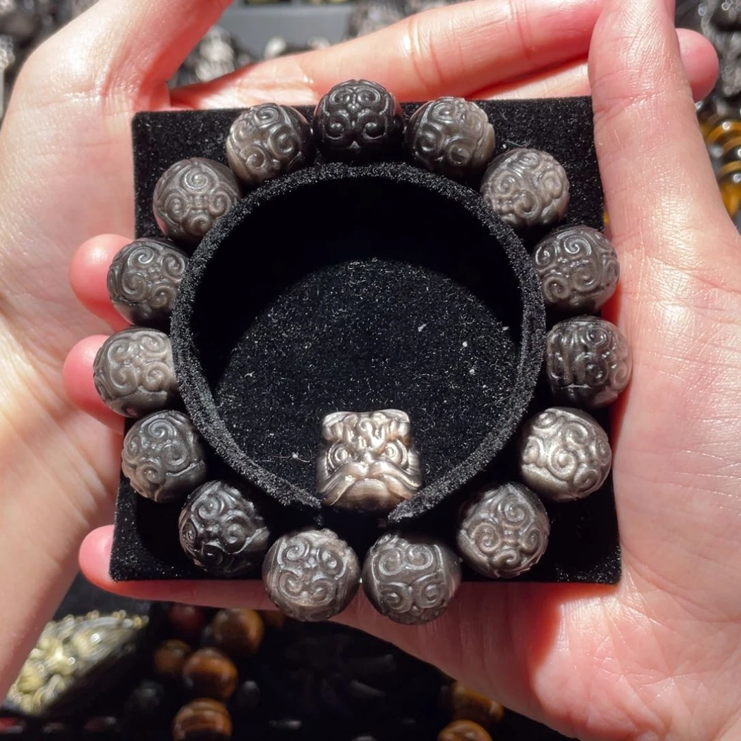 黑曜岩手串未镶嵌白****.