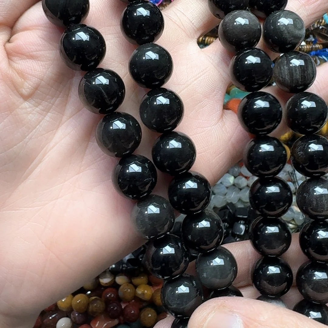 玛瑙/玉髓未镶嵌珠宝半成品一条14mm银耀