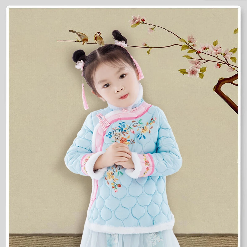 新款儿童网红同款复古潮流国风亲子装女童外套宝宝民族风棉衣
