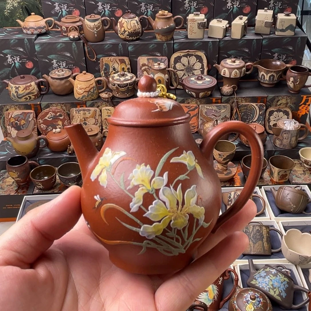 茶壶紫砂180cc宫灯鸢尾