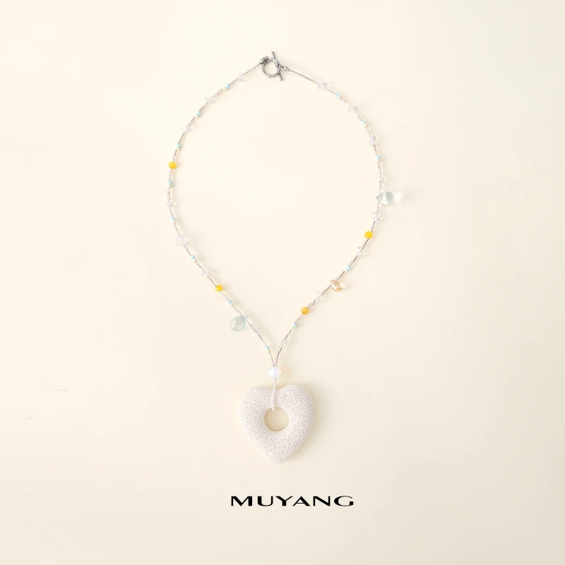 muyang/慕阳 钛钢项链 气质时尚百搭清新月心项链