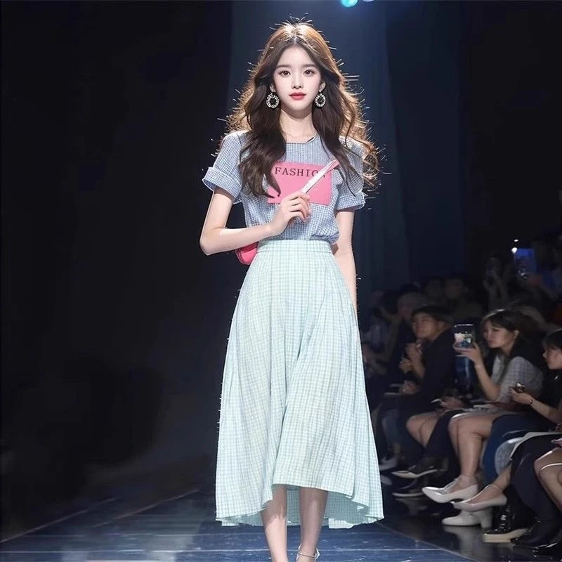 炸街减龄漂亮洋气休闲时尚搭配一整套韩系小个子多胺套装裙女夏