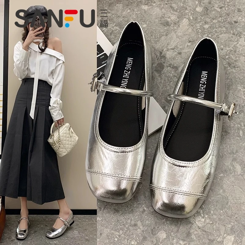 三福法式复古单鞋舒适百搭时尚单鞋2025年圆头法式早秋玛丽珍女鞋