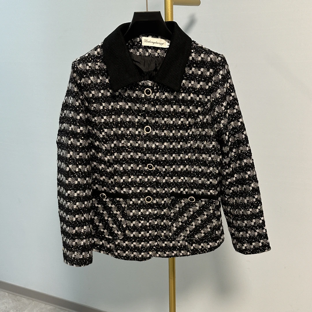 小香风单排扣常规款POLO领短外套防风短款老钱风