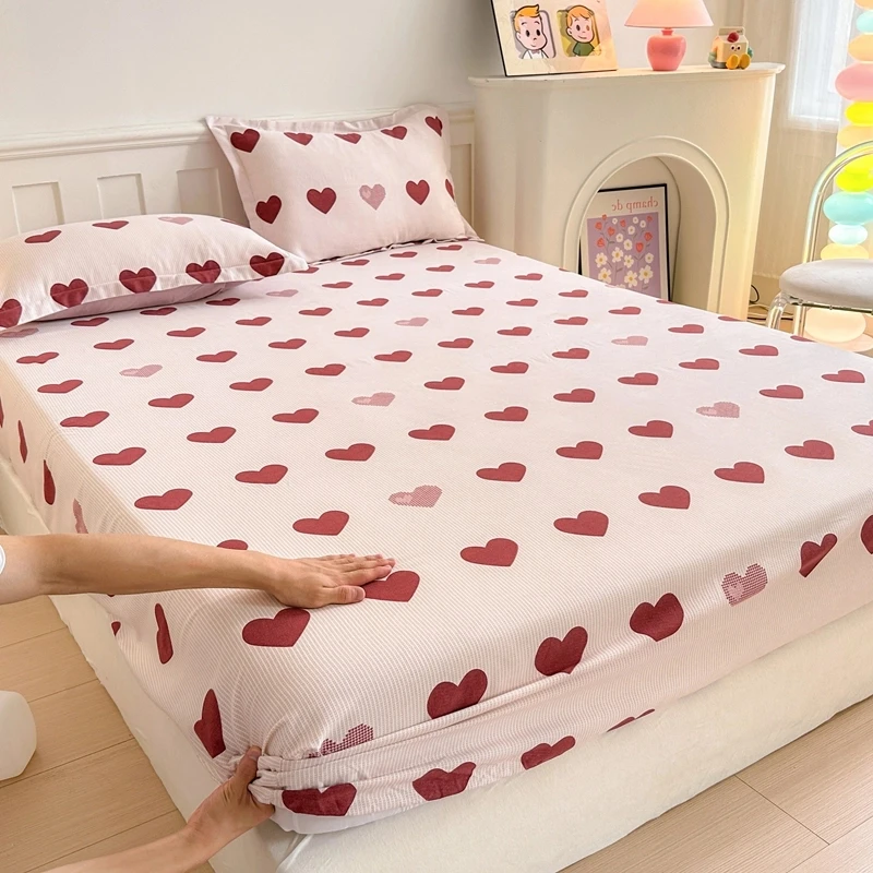 加厚纯棉磨毛床笠全棉秋冬床垫罩家用双人简约防滑床套罩床罩