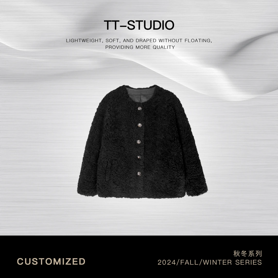 TT【冬日北海】澳洲进口纯羊毛麂皮绒颗粒毛呢长袖外套TT-LC2168