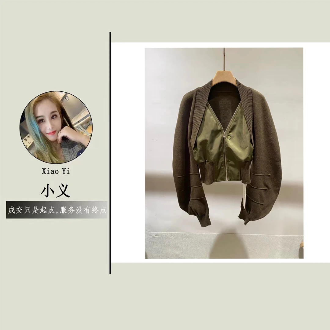 【1002】拾#假两件拼接拉链外套上衣